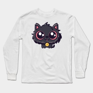 Cute persian black cat drawing Long Sleeve T-Shirt